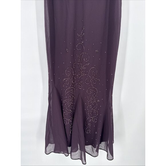 New R&M Richards Women's Size 14 Purple Sleeveless Beaded A-Line Cocktail Dress - Picture 6 of 10